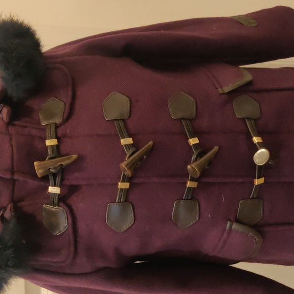 Hunt Kids new classic Purple wool blend rabbit fur detachable Hooded Coat sz 100 - Picture 2 of 16